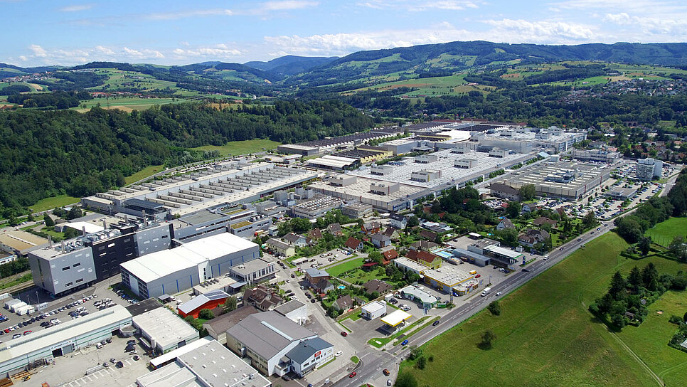 Aerial view of the BMW plant in Steyr.